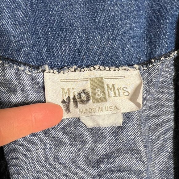 Vintage Boho Whimsigoth Velvet Rosette Granola Nature Denim Vest Whimsical Large - Picture 9 of 10